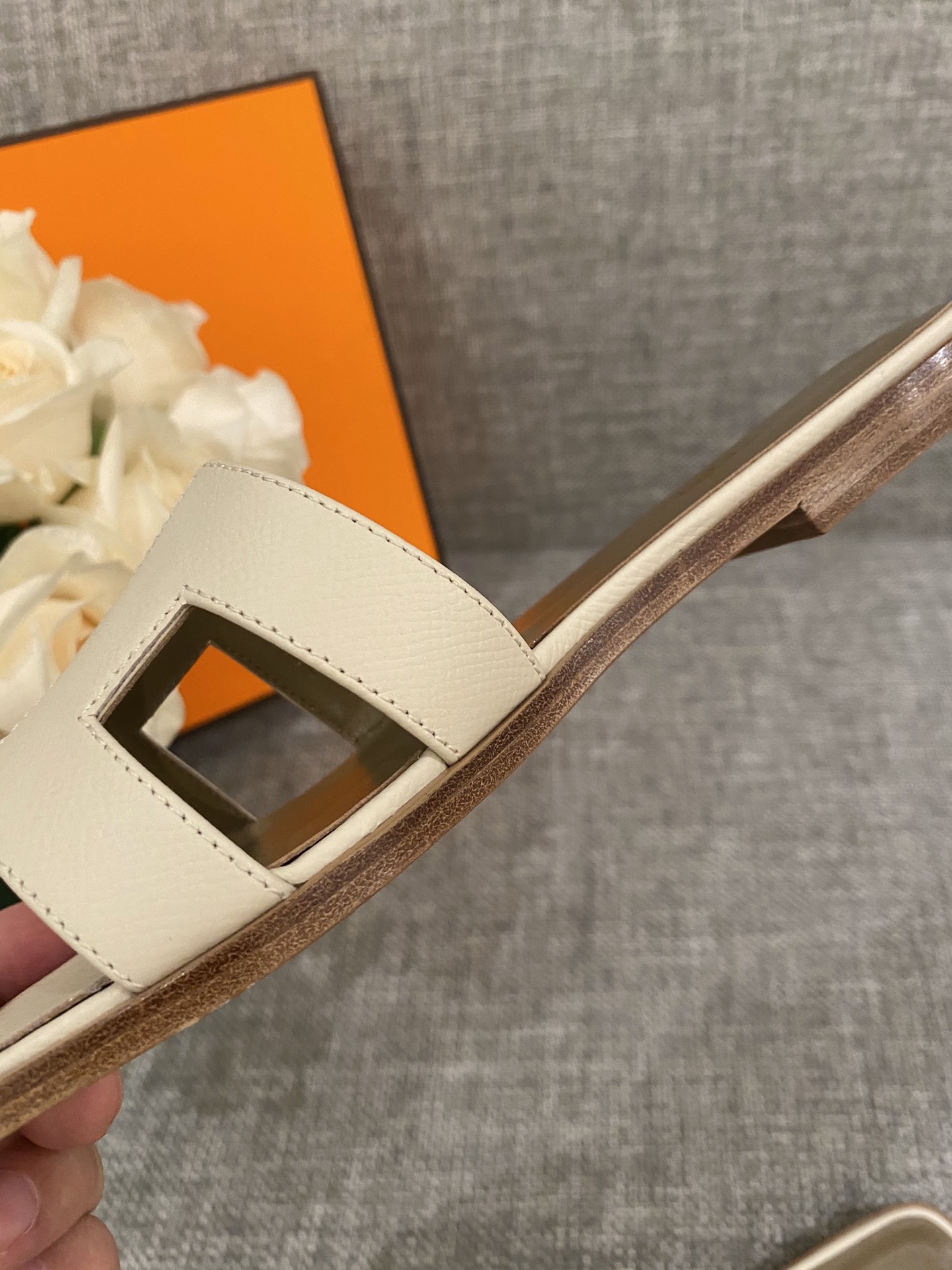 H**mes slippers in caviar leather