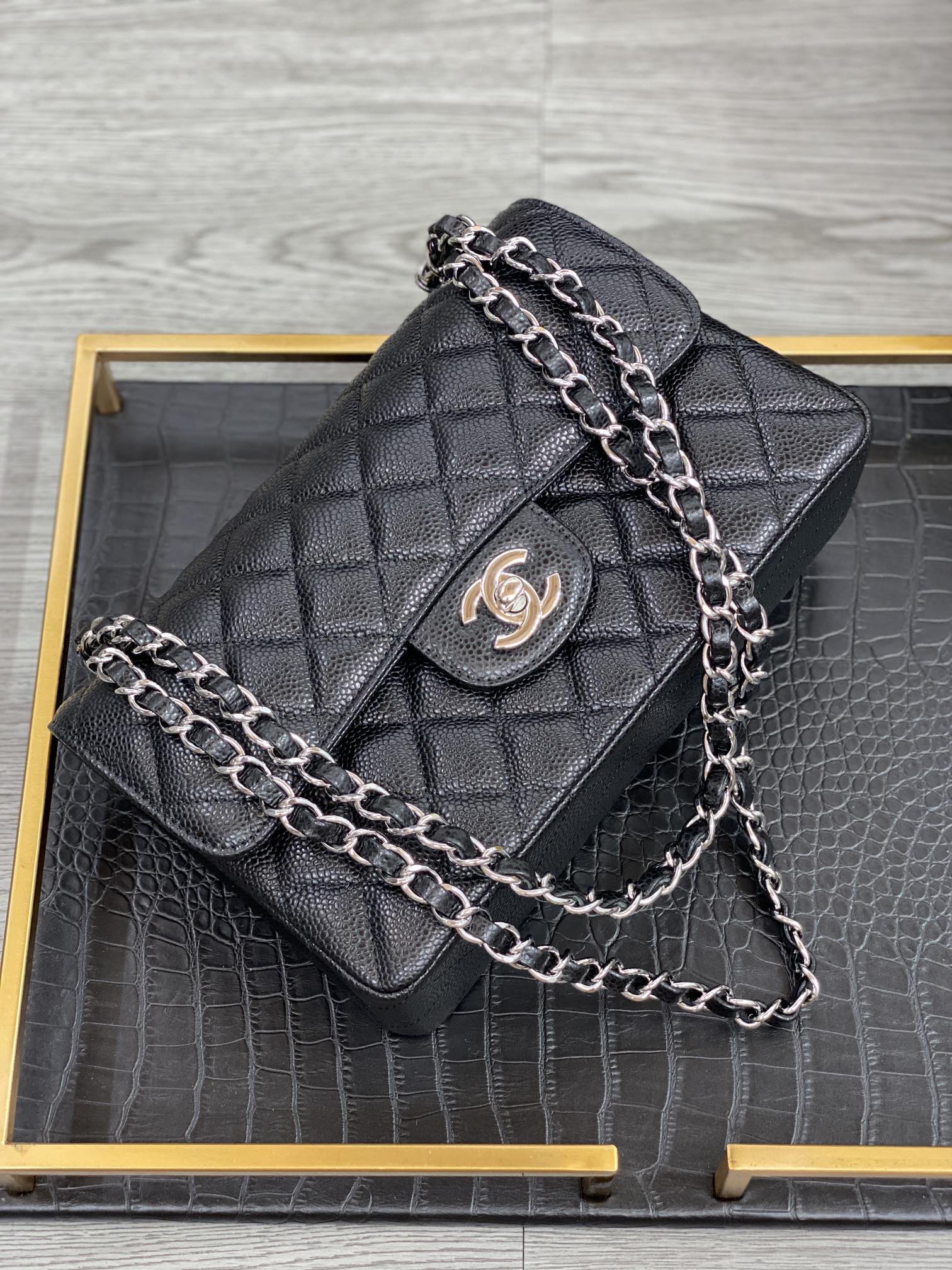 Ch@nel Flap Bag-Caviar-23CM
