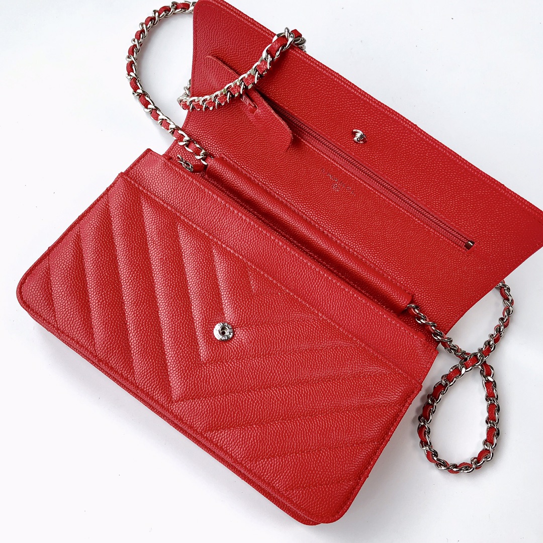 Ch@nel Wallet On Chain-Silver Hardware-19*12*3.5CM