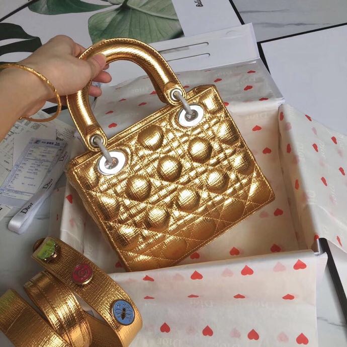 lady D*or bag-gold hardware-20*16.5*8cm
