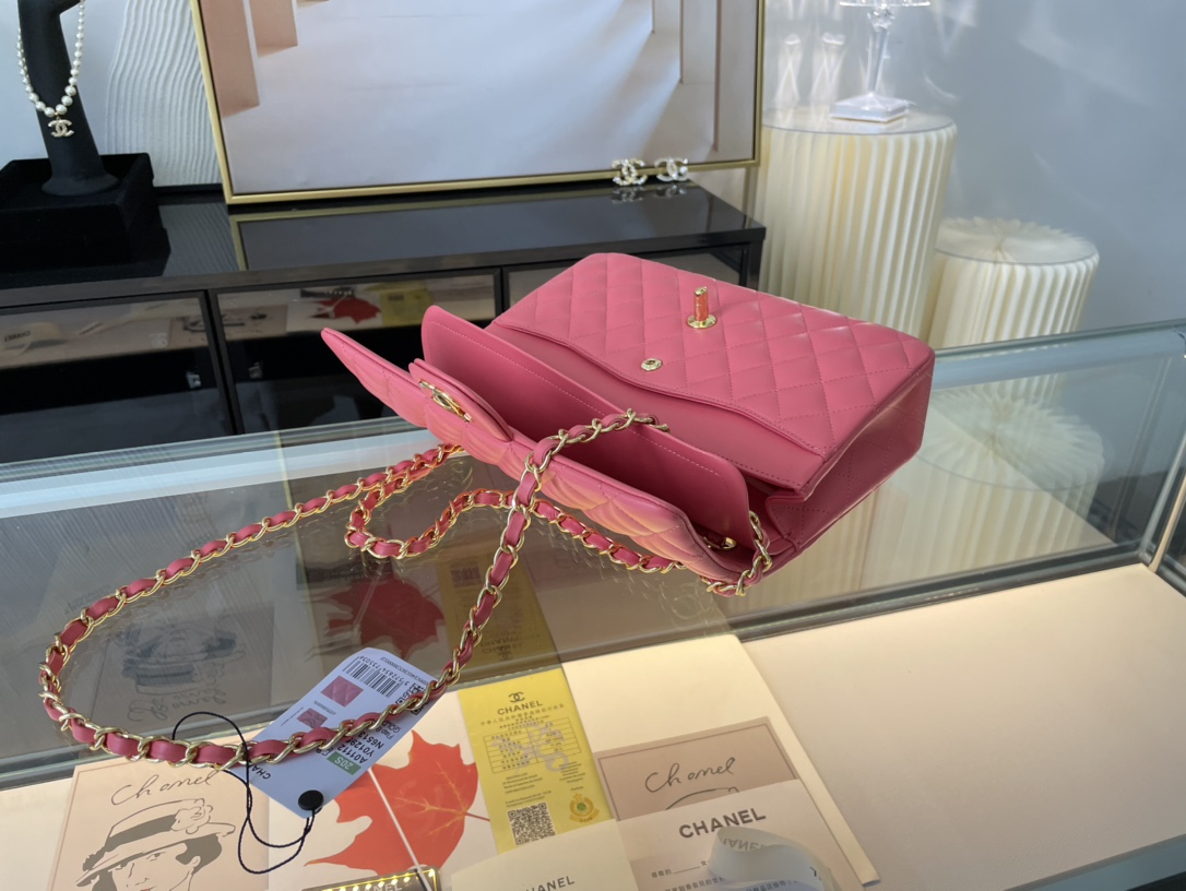 Ch@nel Flap Bag-Lambskin-Gold Hardware-25CM