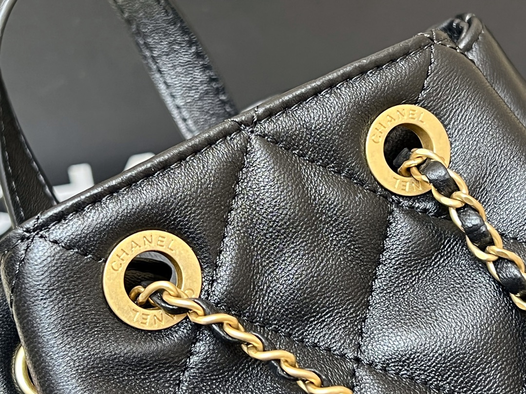 Ch@nel Drawstring Bucket Backpack -16.5*20*11.5CM