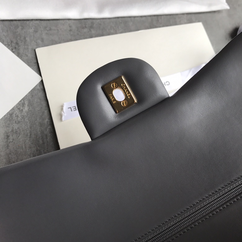 Ch@nel Flap Bag-Lambskin-Gold-30CM