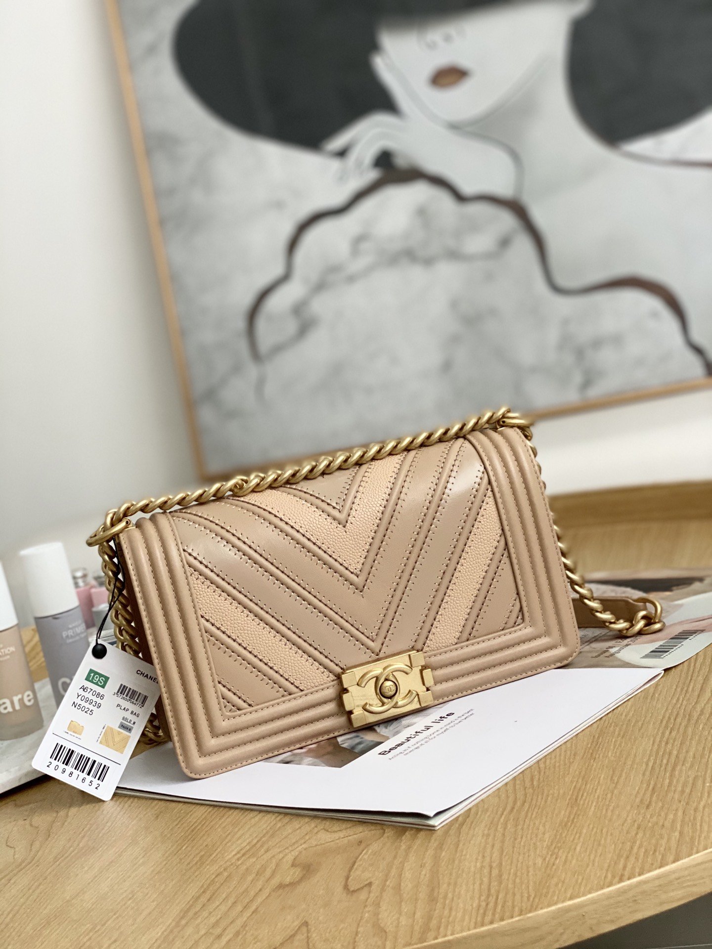 Ch@nel Boy Bag-Caviar-25*16*9CM