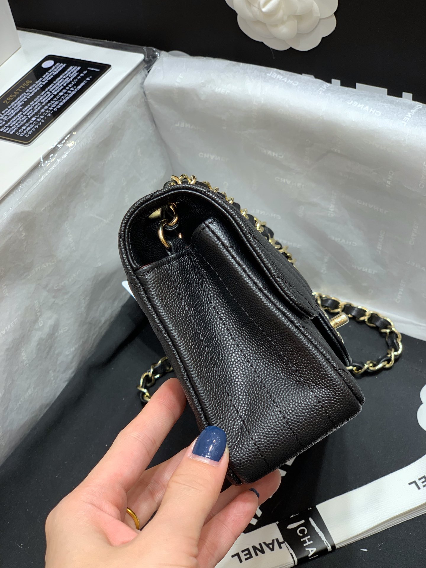 Ch@nel Flap Bag-Caviar-Gold Hardware-20CM