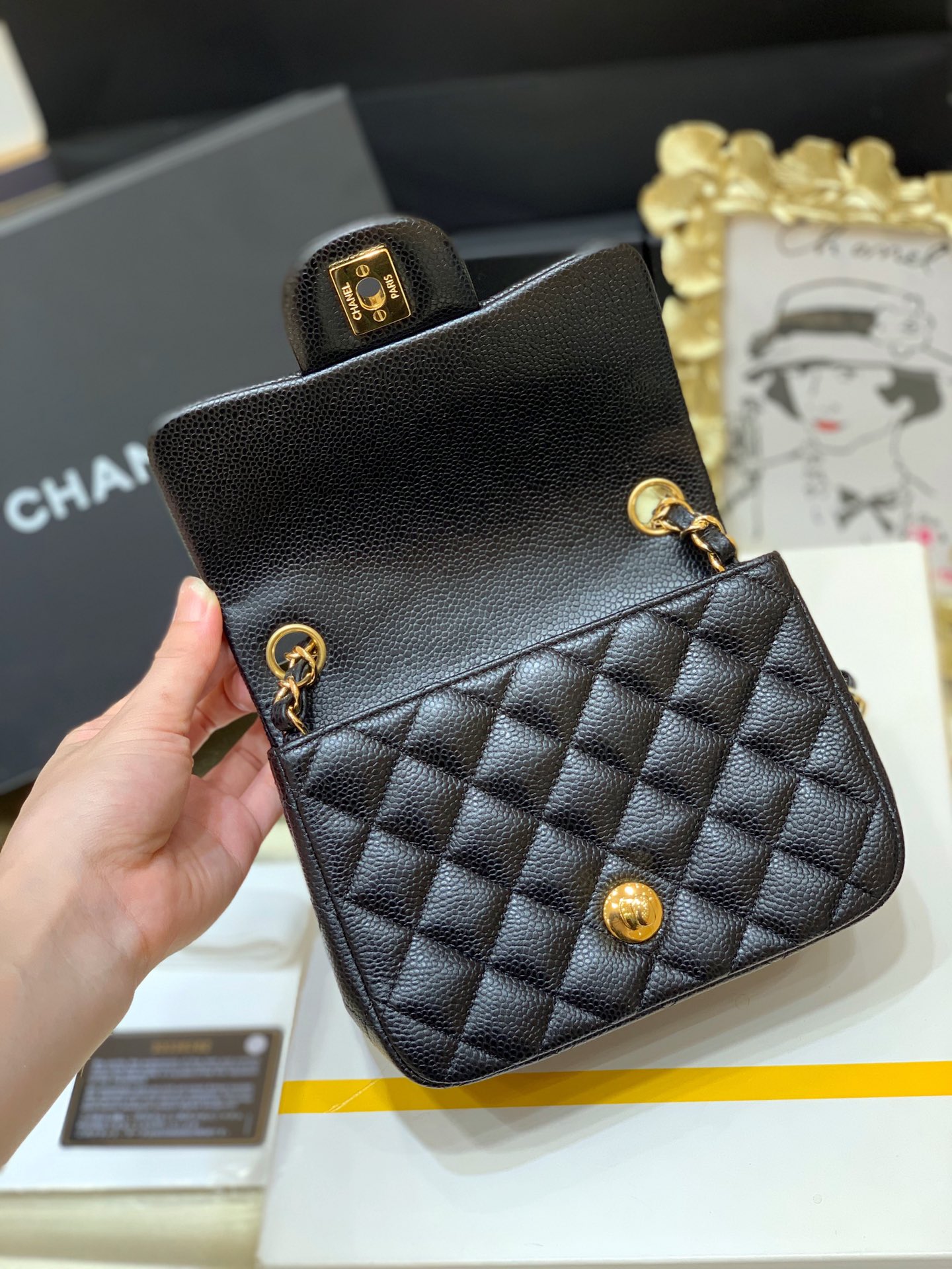 Ch@nel Flap Bag-Caviar-17CM