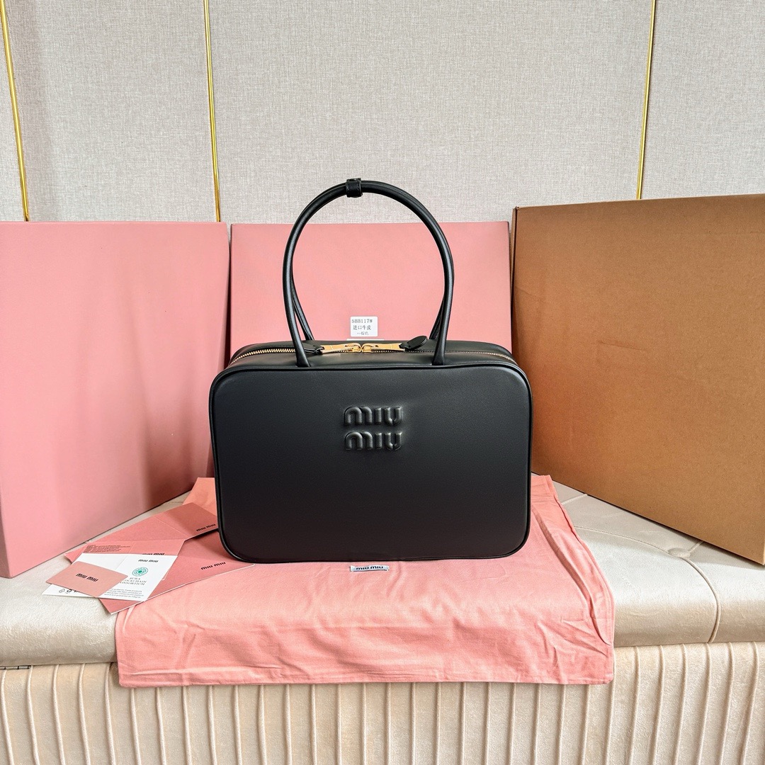 MiuMiu Leather Top Handbag-34X23X12CM