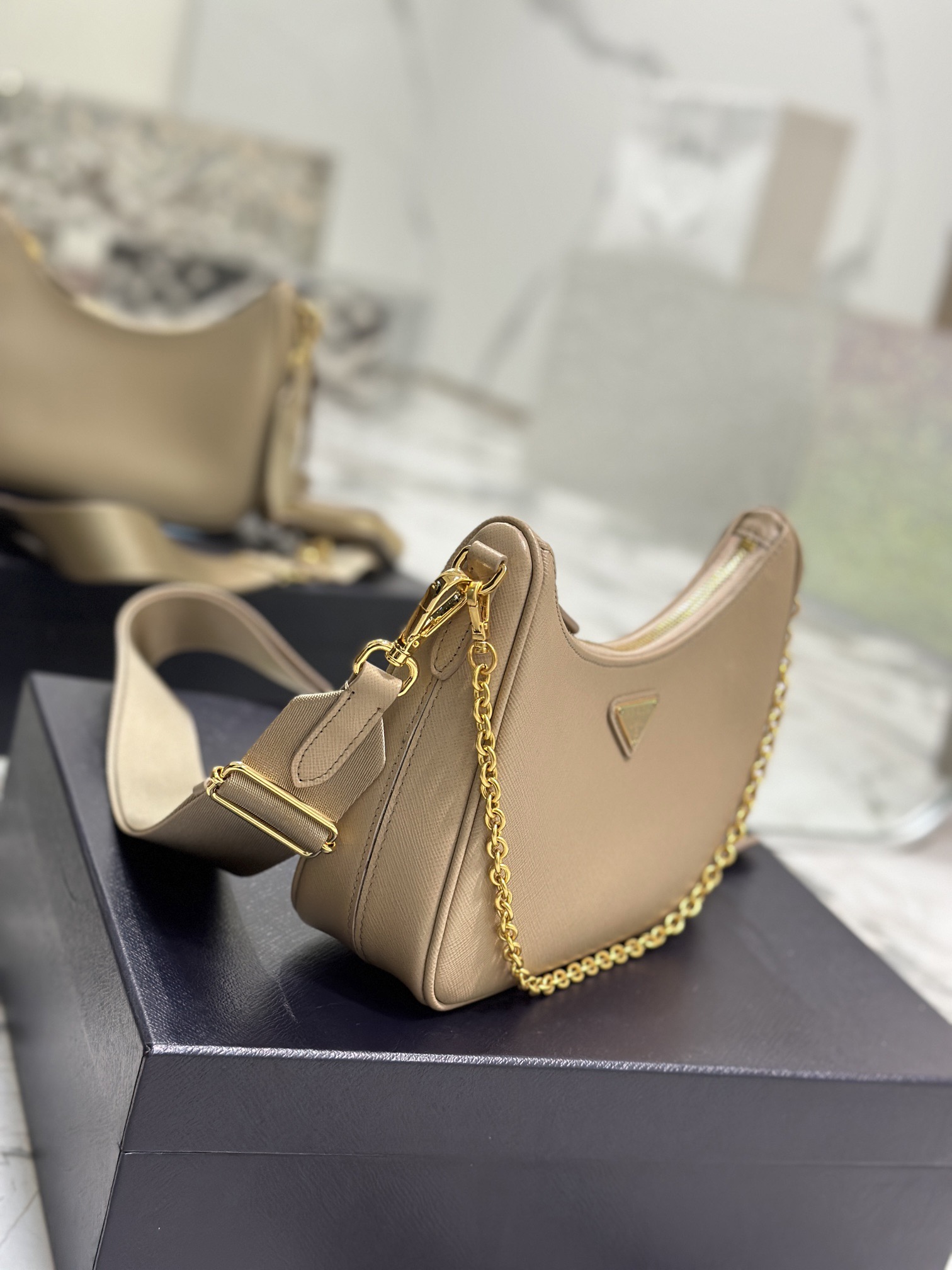 Pra*a nylon hobo bag-bh204 -23*17*6.5cm