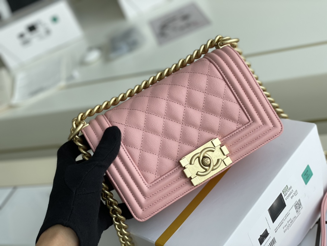 Ch@nel Boy Bag-Caviar-20CM