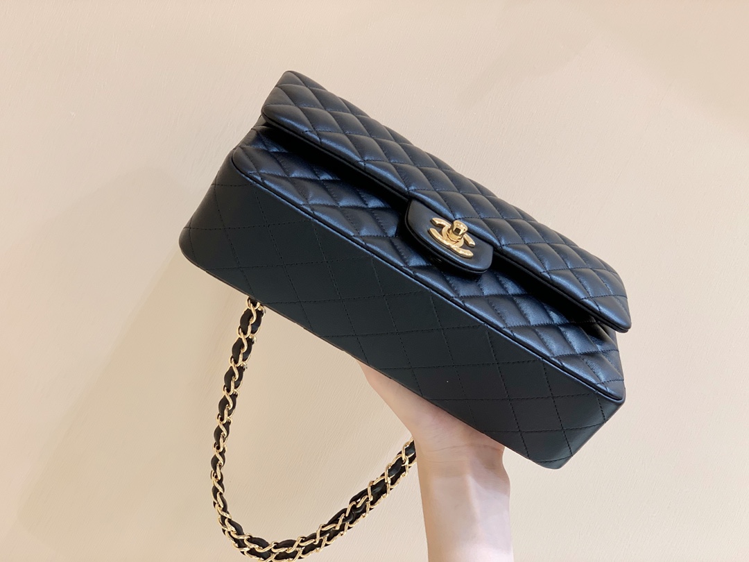 Ch@nel Flap Bag-Lambskin Leather-Gold Hardware-25CM
