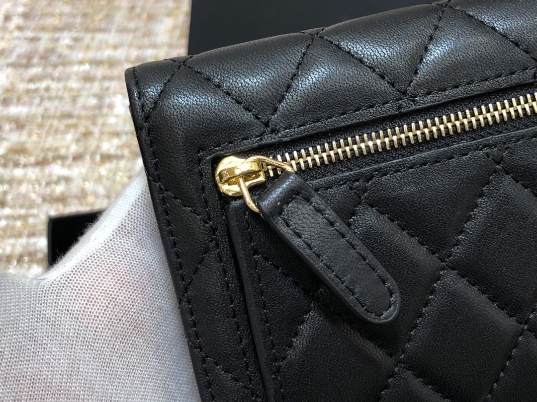 Ch@nel Wallet-Gold Harware-Lamskin-11*10CM