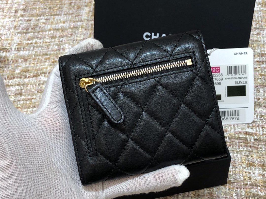 Ch@nel Wallet-Gold Harware-Lamskin-11*10CM