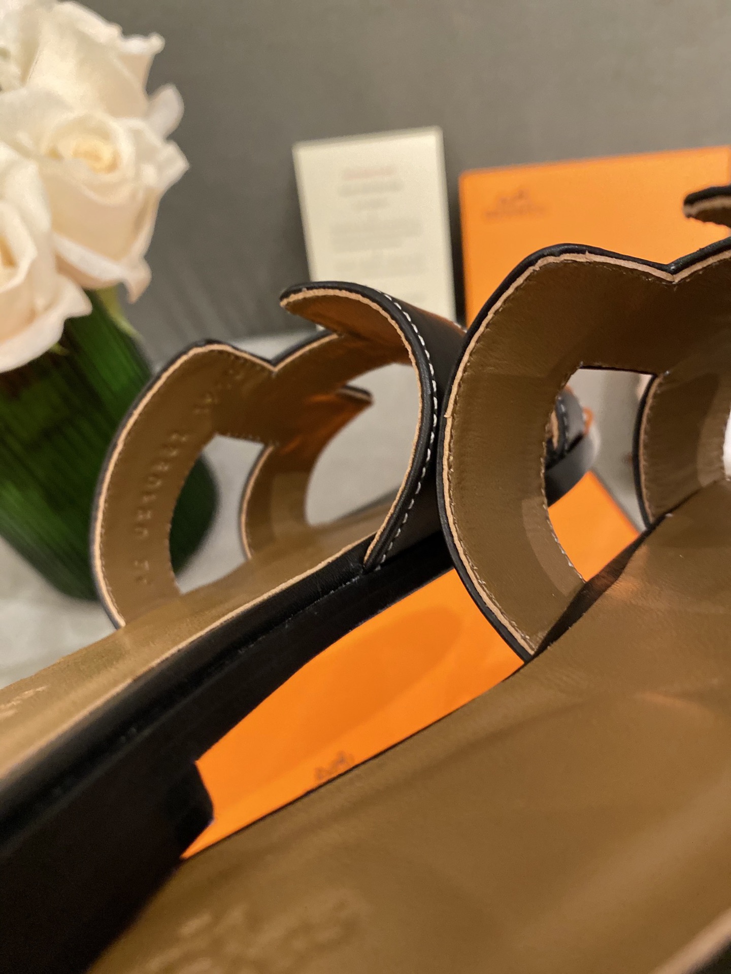 H**mes slippers in smooth leather