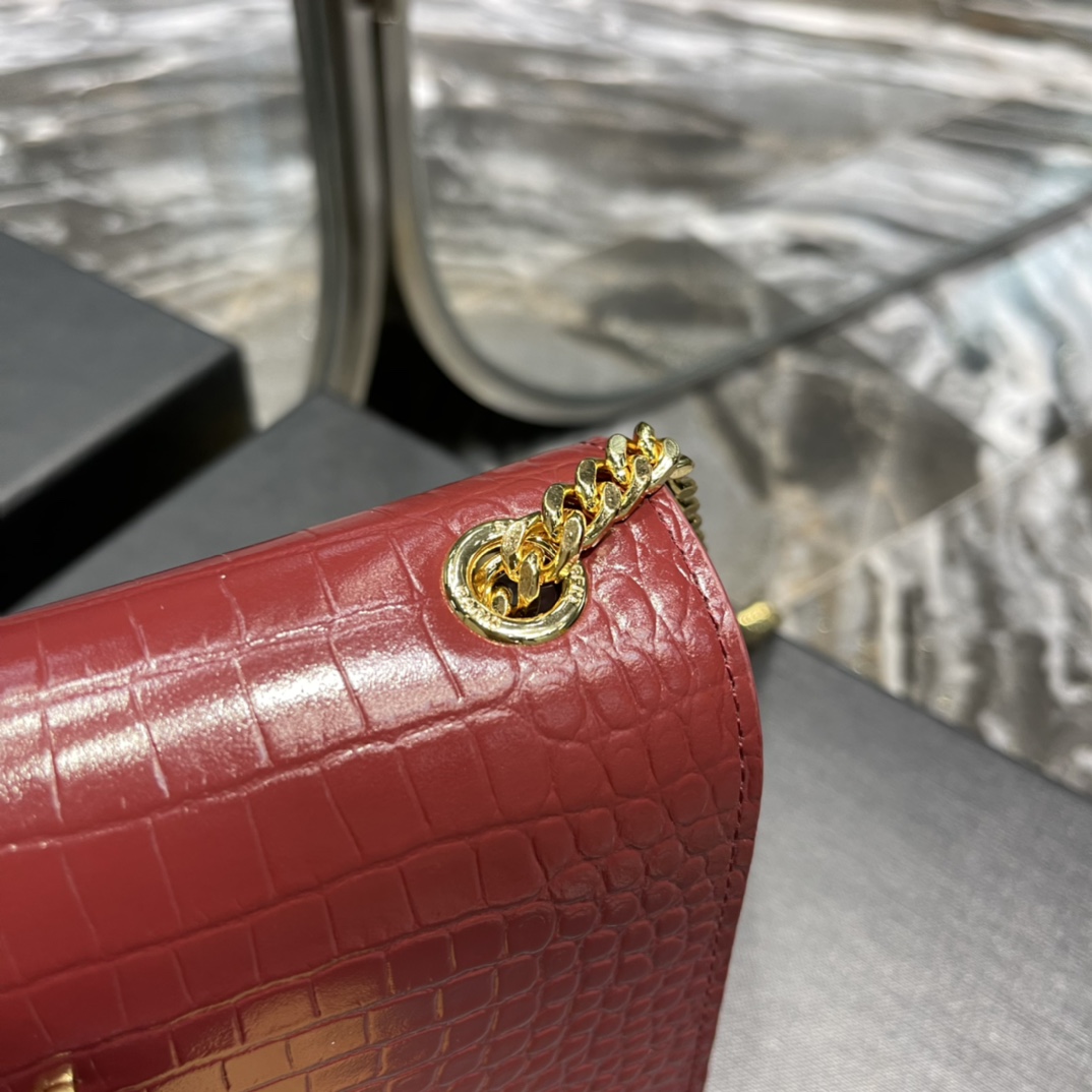 YSL Kate Medium With Tassle In Crocodile Leather-20x13.5x5.5cCM