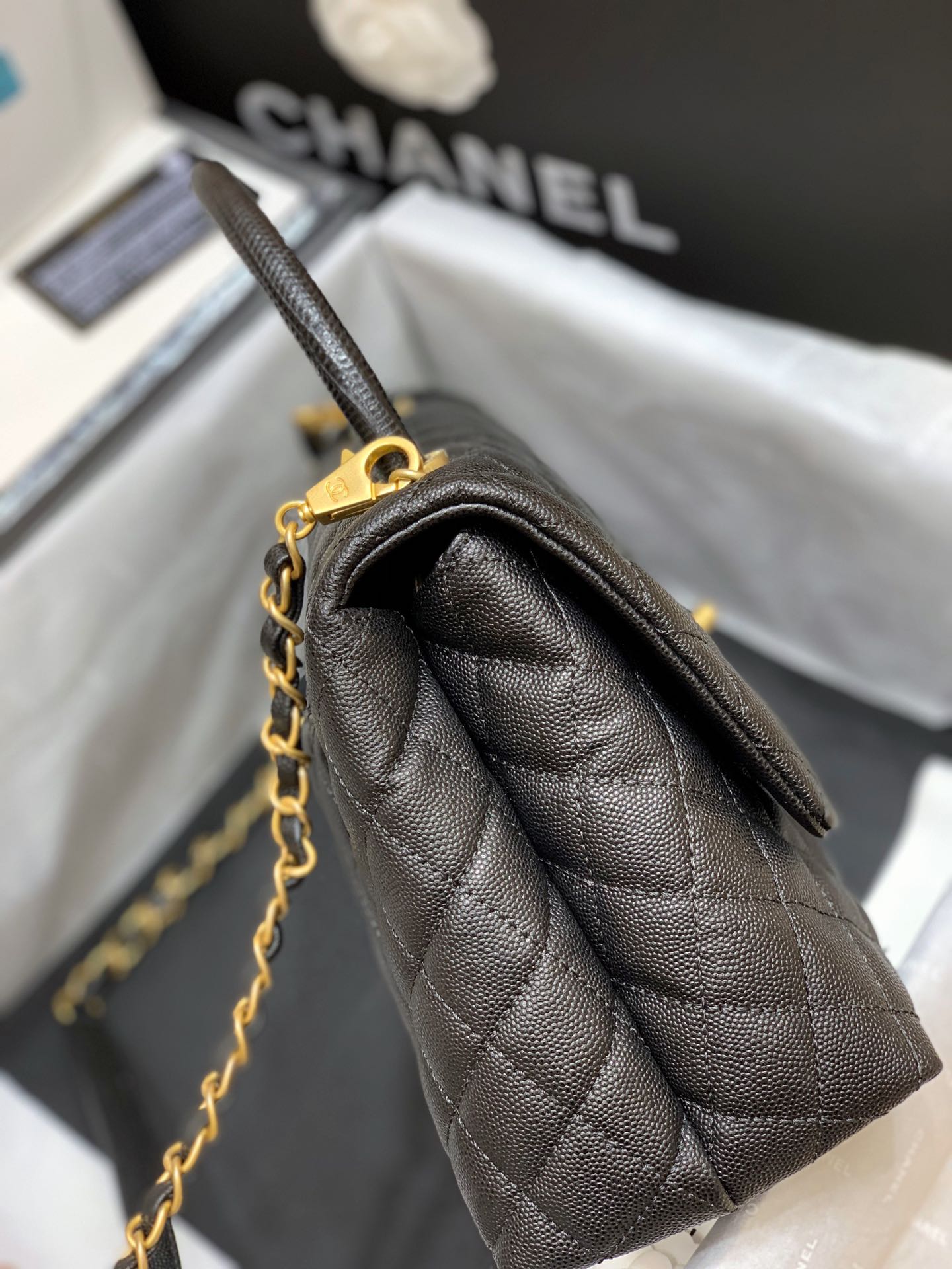 Ch@nel Coco Handlebag-Lizard Handle-28CM