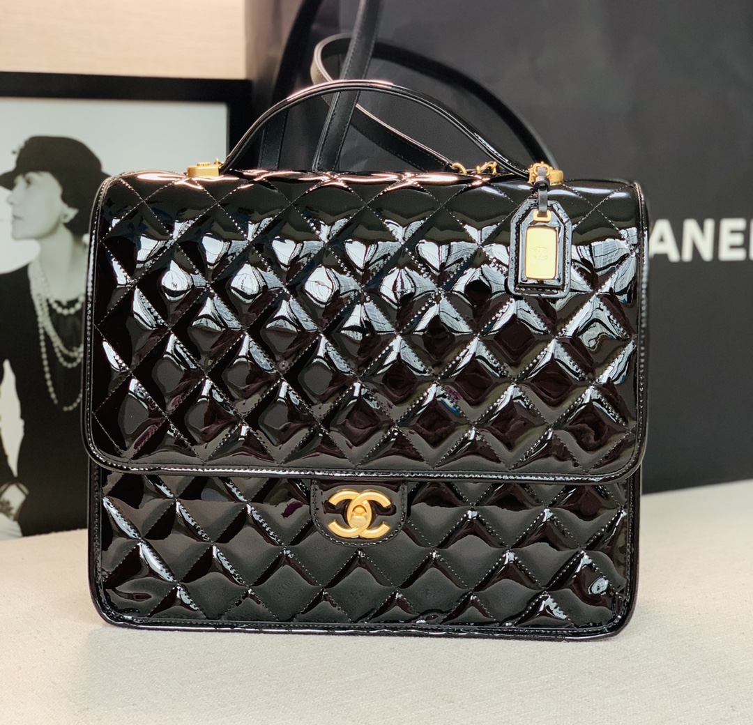 Ch@nel Patent Leather Briefcaseg-31.5*31*9CM