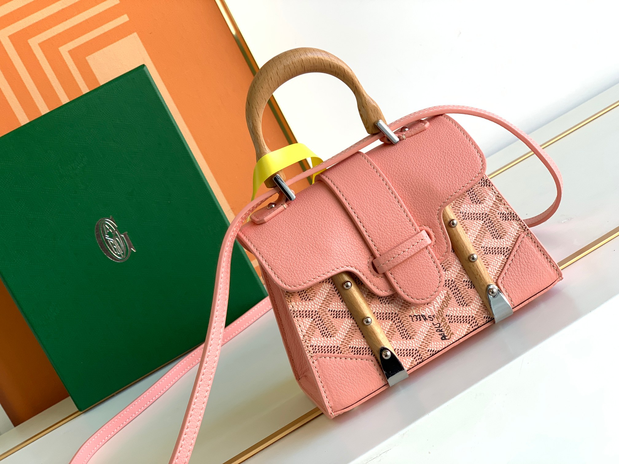 Go*ard coated canvas and leather saigon top handle bag-11.5x7x14.5cm