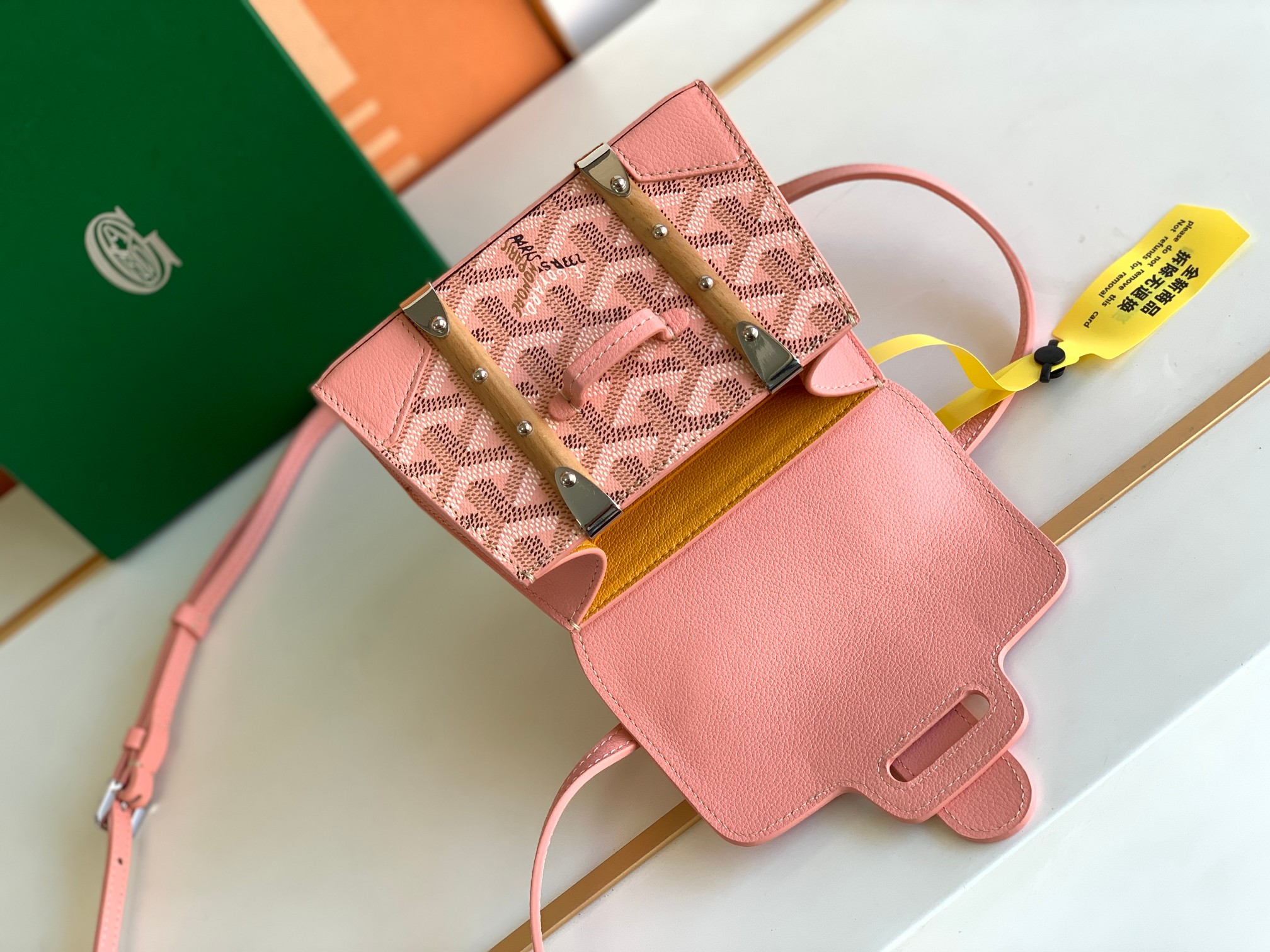 Go*ard coated canvas and leather saigon top handle bag-11.5x7x14.5cm