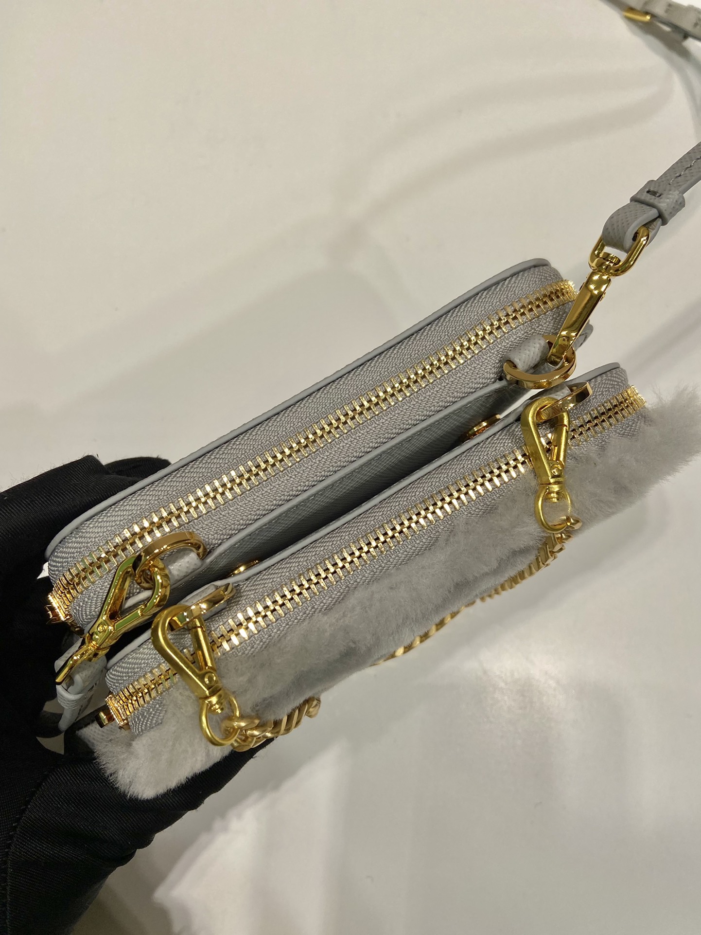 Pra*a 1nr015 double triangle bag -15*10*5cm