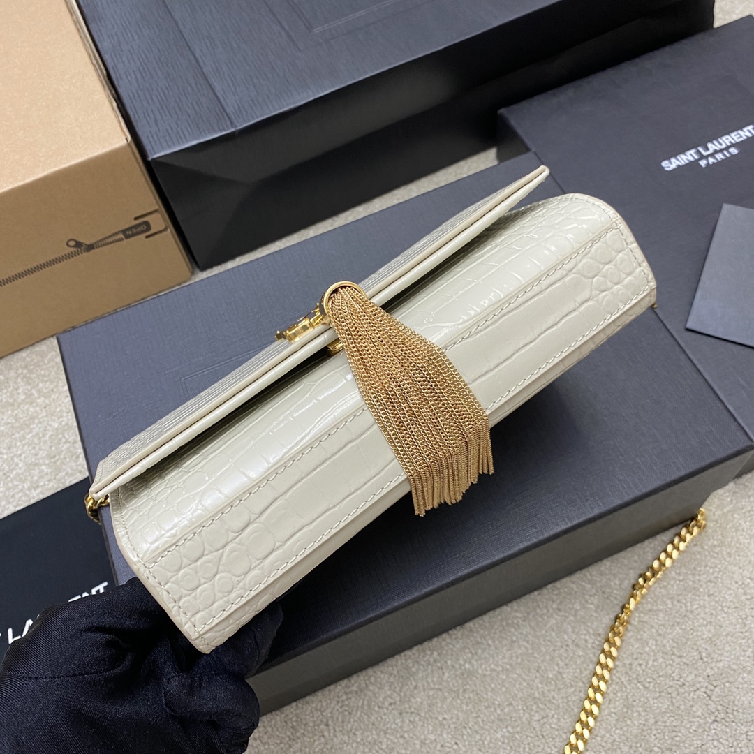 YSL Kate With Tassle In Crocodile-20x13.5x5.5cCM