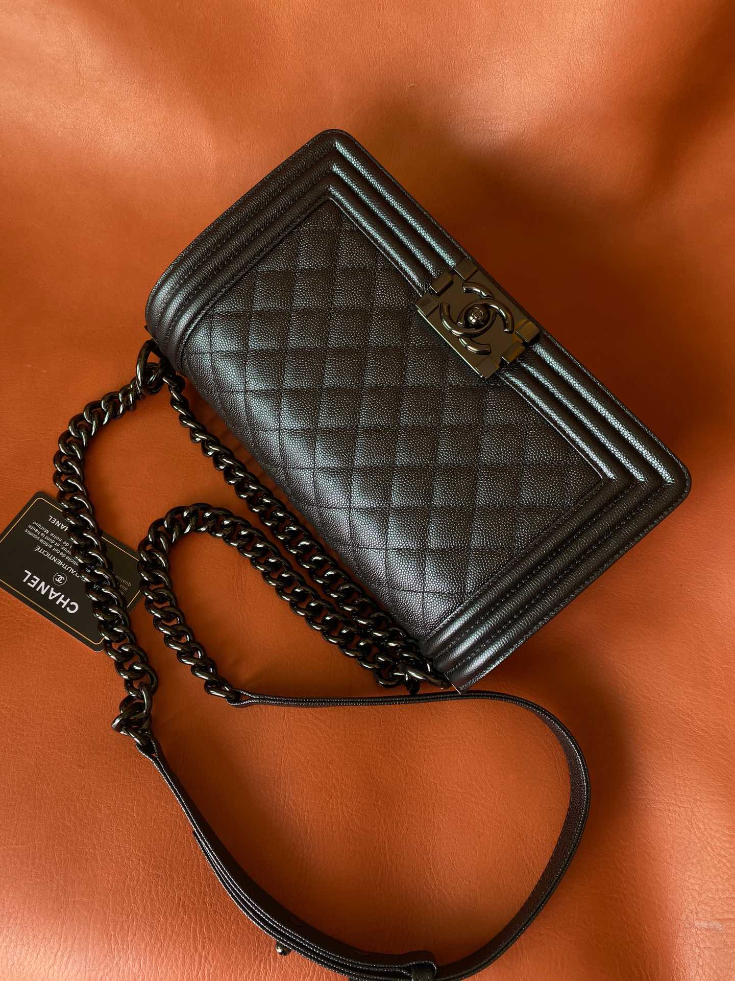 Ch@nel Boy Bag-Caviar-25CM