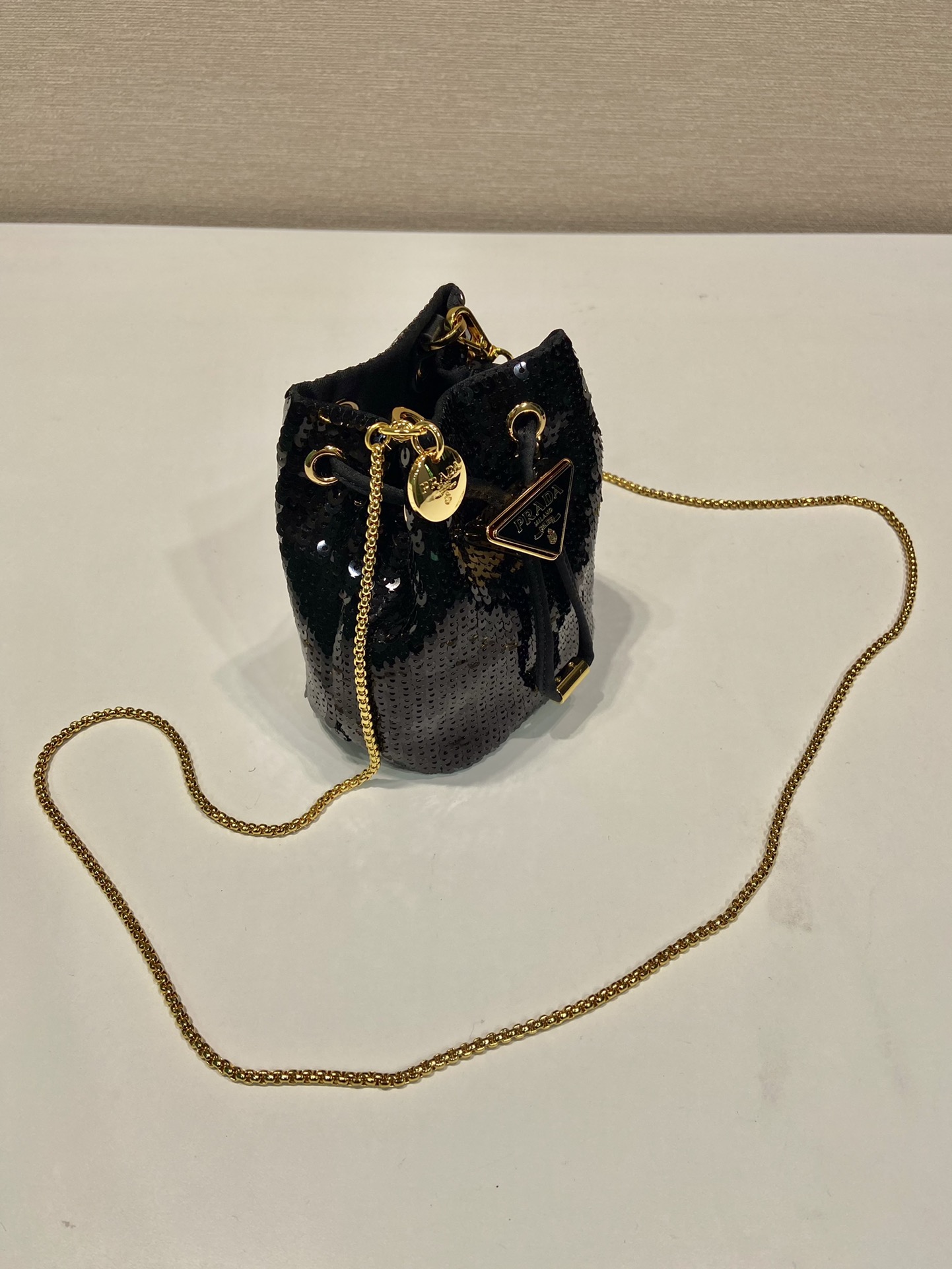 Pra*a sequin bucket 1nr016 bag-10*12*7cm