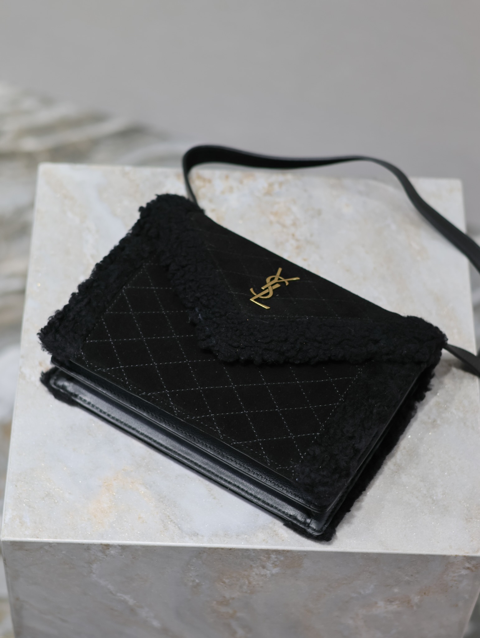 YSL Quilted Grain Envelope Bag-20×14.5x5CM