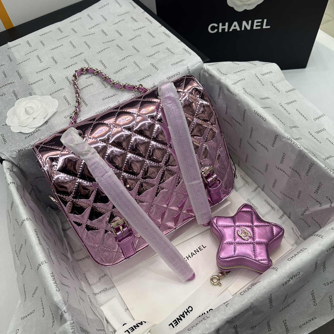 Ch@nel 2024SS Backpack & Star Coin Purse-18.5*23.5*8.5CM
