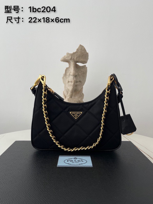 Pra*a nylon 1bc204b hobo bag-23*17*6.5cm