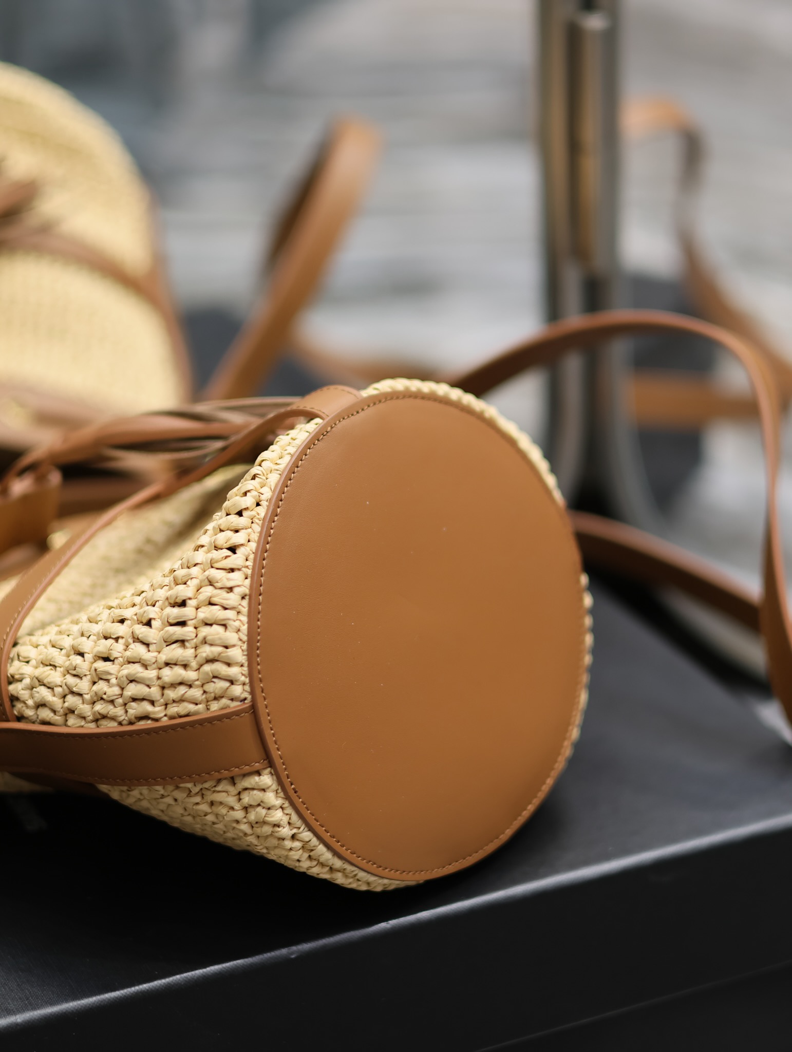 YSL Raffia Straw Craft Bucket Bag-22×15×15CM