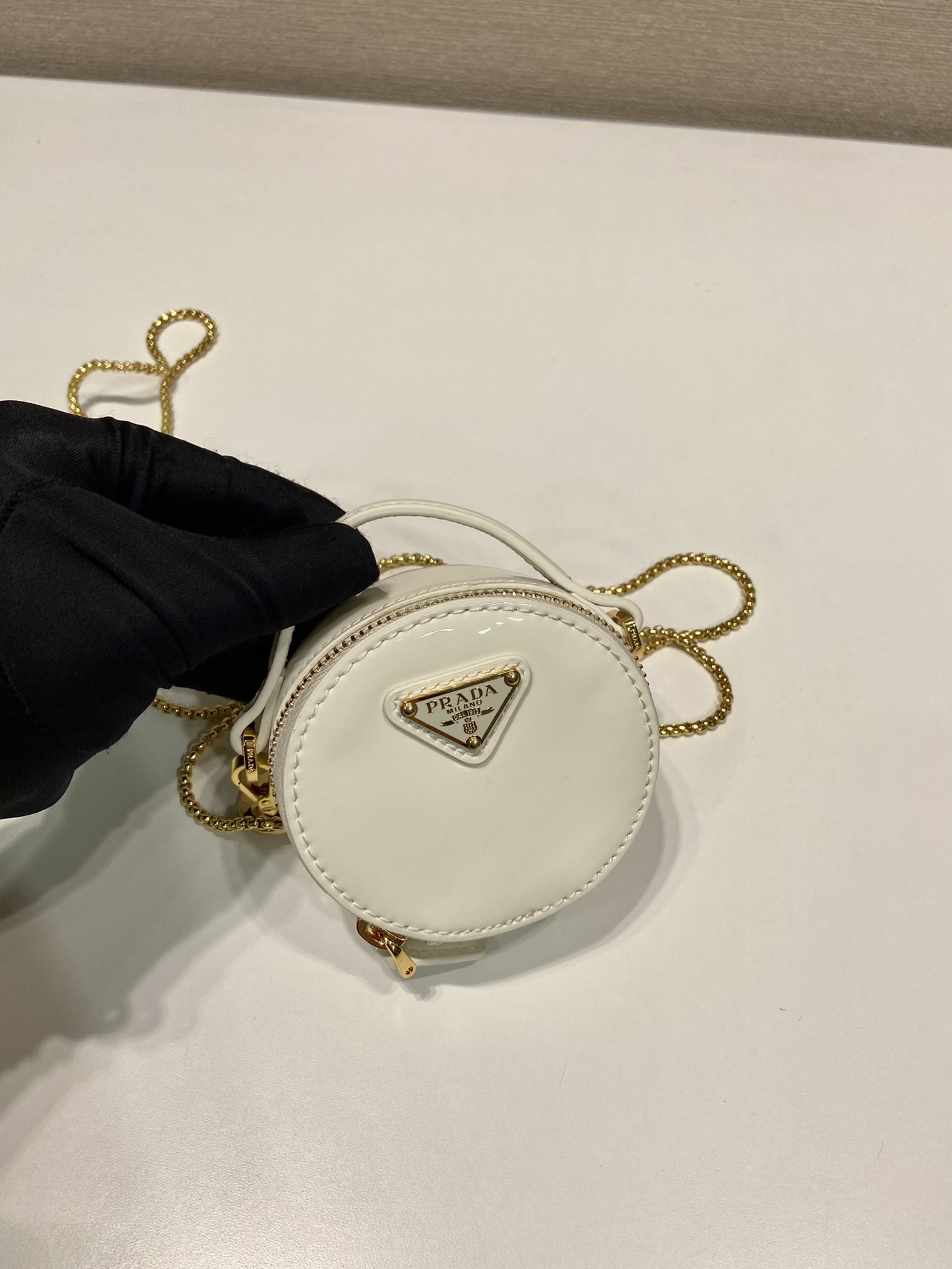 Pra*a 1nr023 mini round bag-8*8*3.5cm