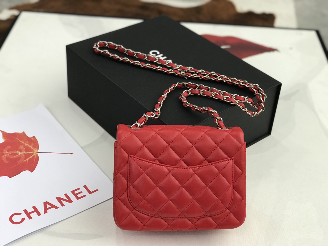 Ch@nel Flap Bag-Lambskin Leather-17CM