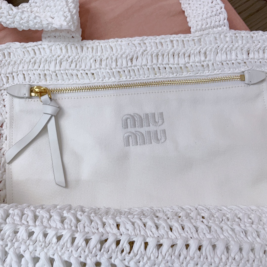 MiuMiu Crochet Raffia Tote Bag-38.5X 40 X10CM