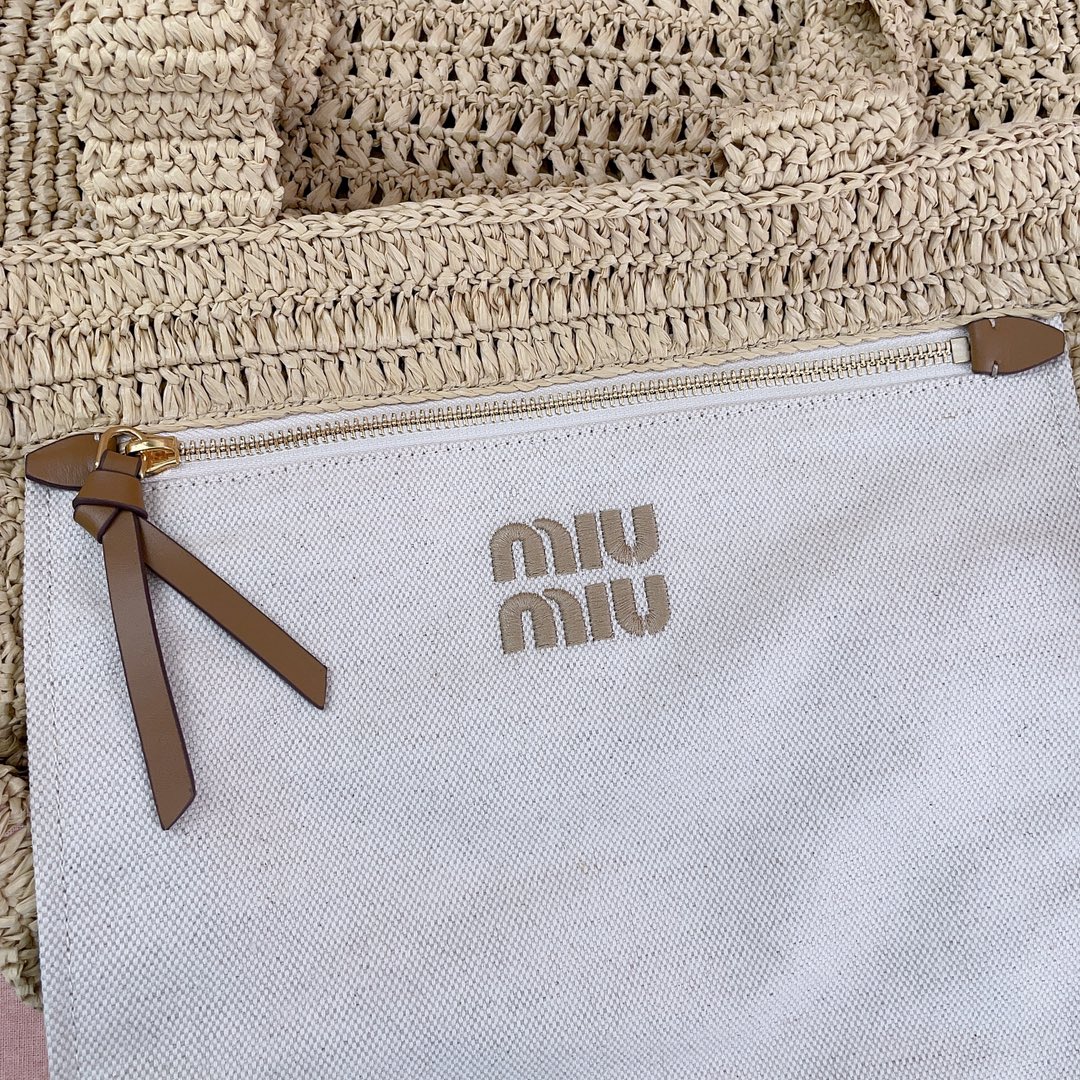 MiuMiu Crochet Raffia Tote Bag-38.5X 40 X10CM