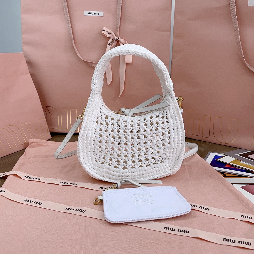 MiuMiu Wander Crochet-Knit Shoulder Bag-20X 17 X6CM