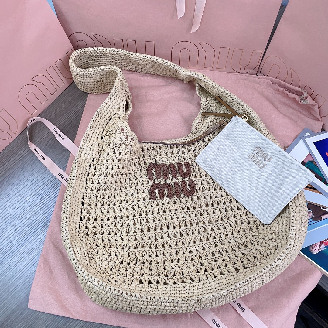 MiuMiu Raffia Tote Bag-44X 31.5 X8CM