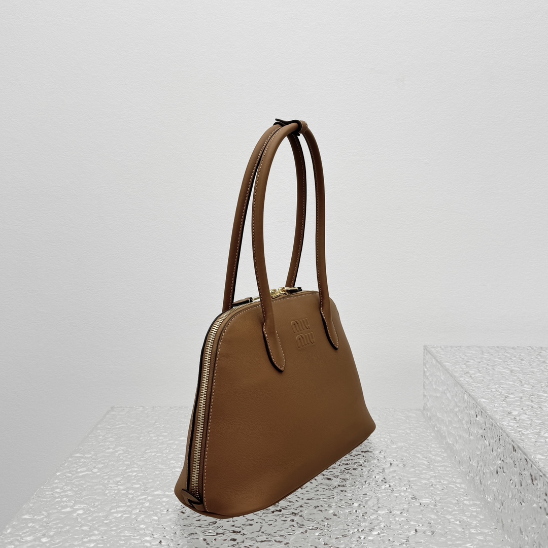 MiuMiu Casual Style Plain Leather Elegant Style Bridal Logo-33*13*21CM