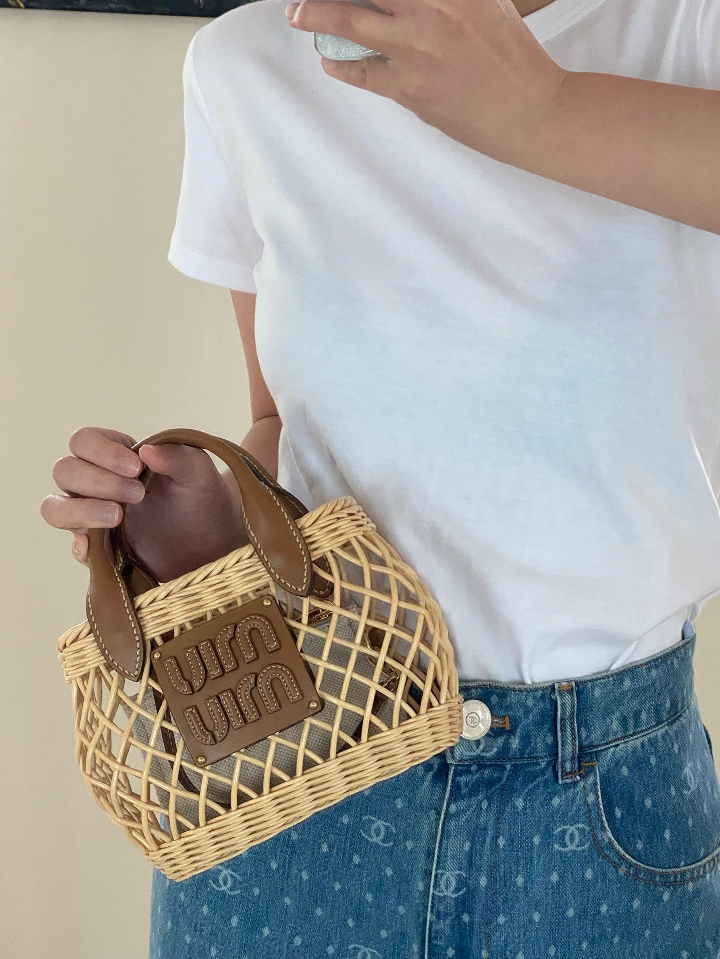 MiuMiu Bamboo Woven Bag-9×18×23.5CM