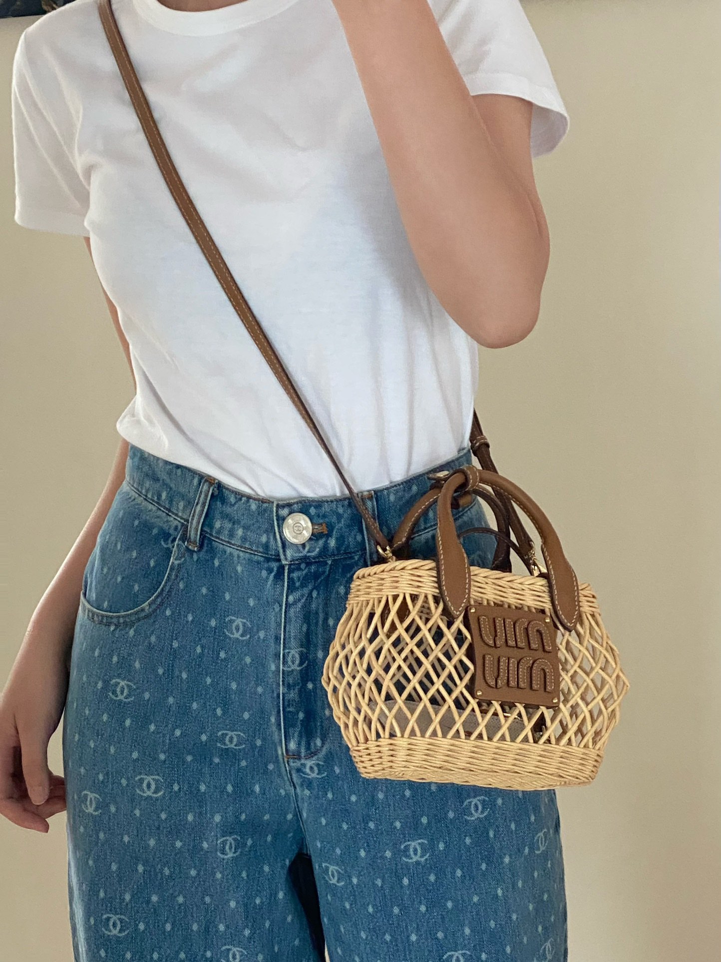 MiuMiu Bamboo Woven Bag-9×18×23.5CM